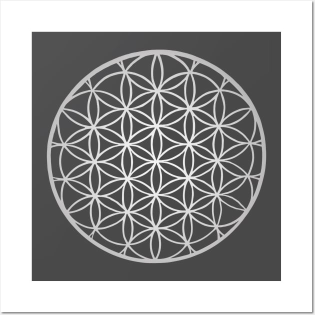 Flower of Life Mandala Silver Wall Art by Teenugs